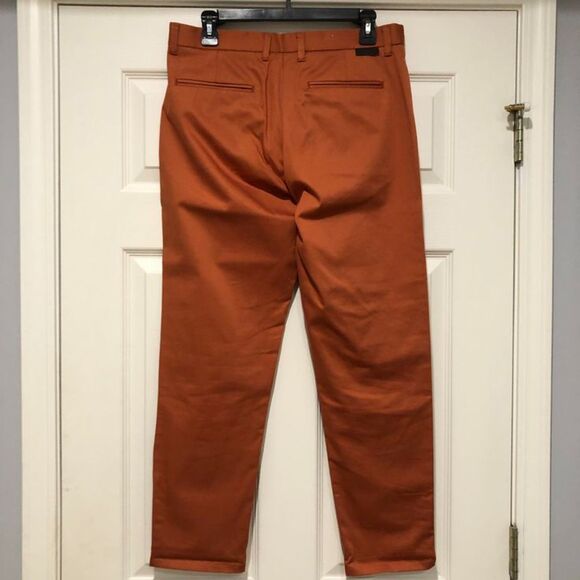 Zara Men Burnt Orange Flat Front Cotton Chino Trouser Pants Sz 31W - Picture 2 of 8